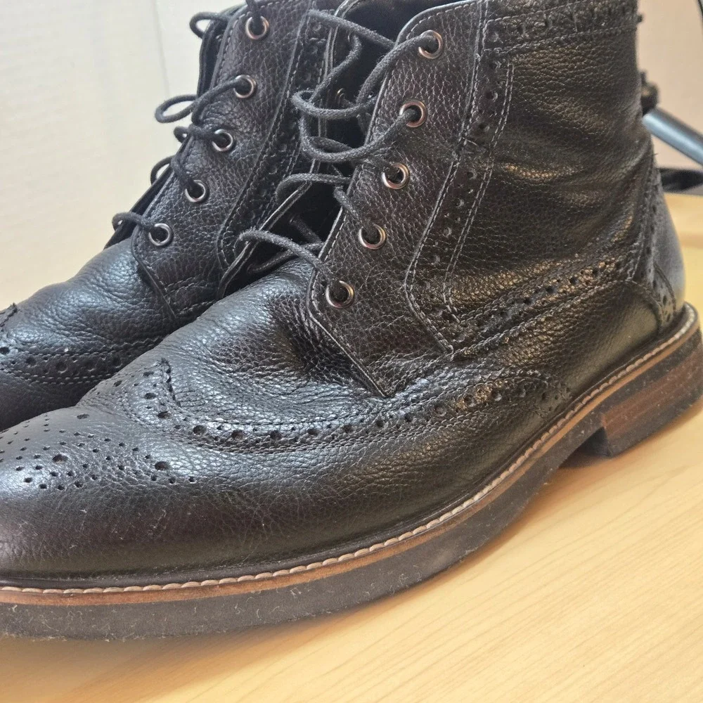 Nunn Bush Men's 10.5M Black Leather Wingtip Brogue Chukka Boots Memory Foam